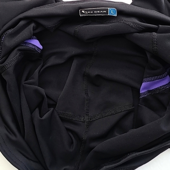 Tek Gear Fit & Flare Black with Purple Detailing Yoga Pants Size Large - Picture 3 of 12